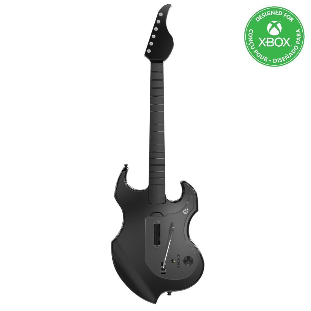 PDP Riffmaster Wireless Guitar Controller for Xbox Series X|S. Xbox One. PC | Licensed for Xbox. Rock Band 4 & Fortnite Festival. 3.5mm audio jack. Rechargeable 36-Hr Battery. Collapsible Design - Black