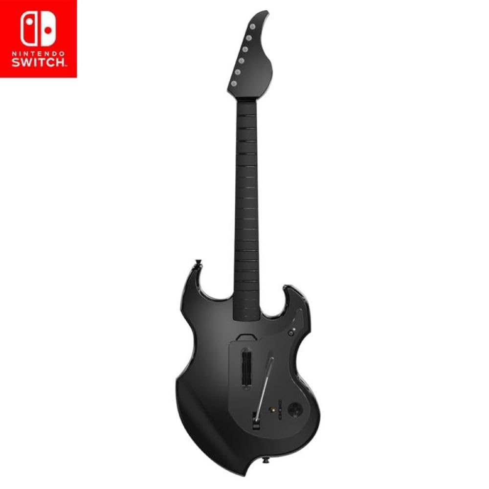PDP Riffmaster Wireless Guitar Controller for Nintendo Switch 2. Lite. OLED | Licensed for Switch. Fortnite Festival. Rechargeable 40-Hr Battery. Collapsible Design. 2 Mappable Buttons. Audio Jack. Black