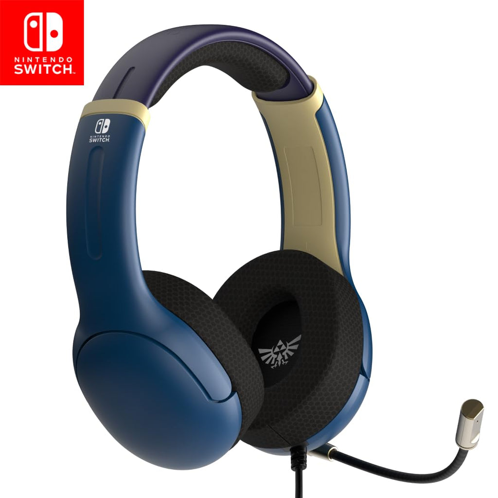 PDP Airlite Wired Gaming Headset for Nintendo Switch 2. Switch Lite. OLED | Flexible Noise-Cancelling Mic. Lightweight Design. Soft Ear Cushions. On-Ear Volume Controls. Zelda Hyrule Blue Edition