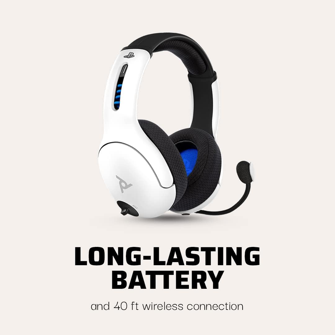 PDP LVL50 Wireless Stereo Gaming Headset. Officially Licensed by Sony PlayStation 5. PS5/PS4/PS3/PC. Lightweight Durable 40 Foot Connection. Noise-canceling Flip-to-Mute Mic. White