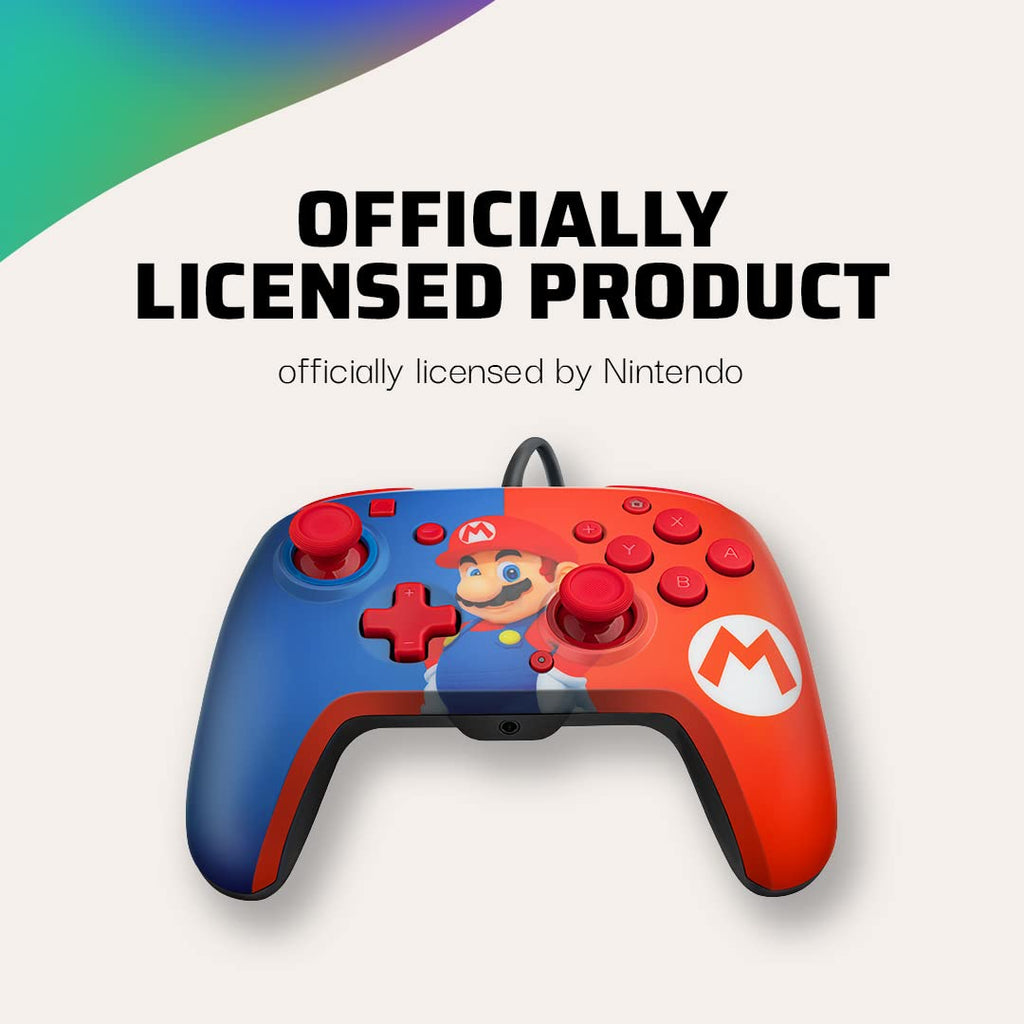PDP REMATCH Enhanced Wired Power Nintendo Switch Pro Controller. Officially Licensed Switch Lite/OLED Compatible Gamepad. Customizable Programmable Buttons. Super Mario Power Pose (Red & Blue)
