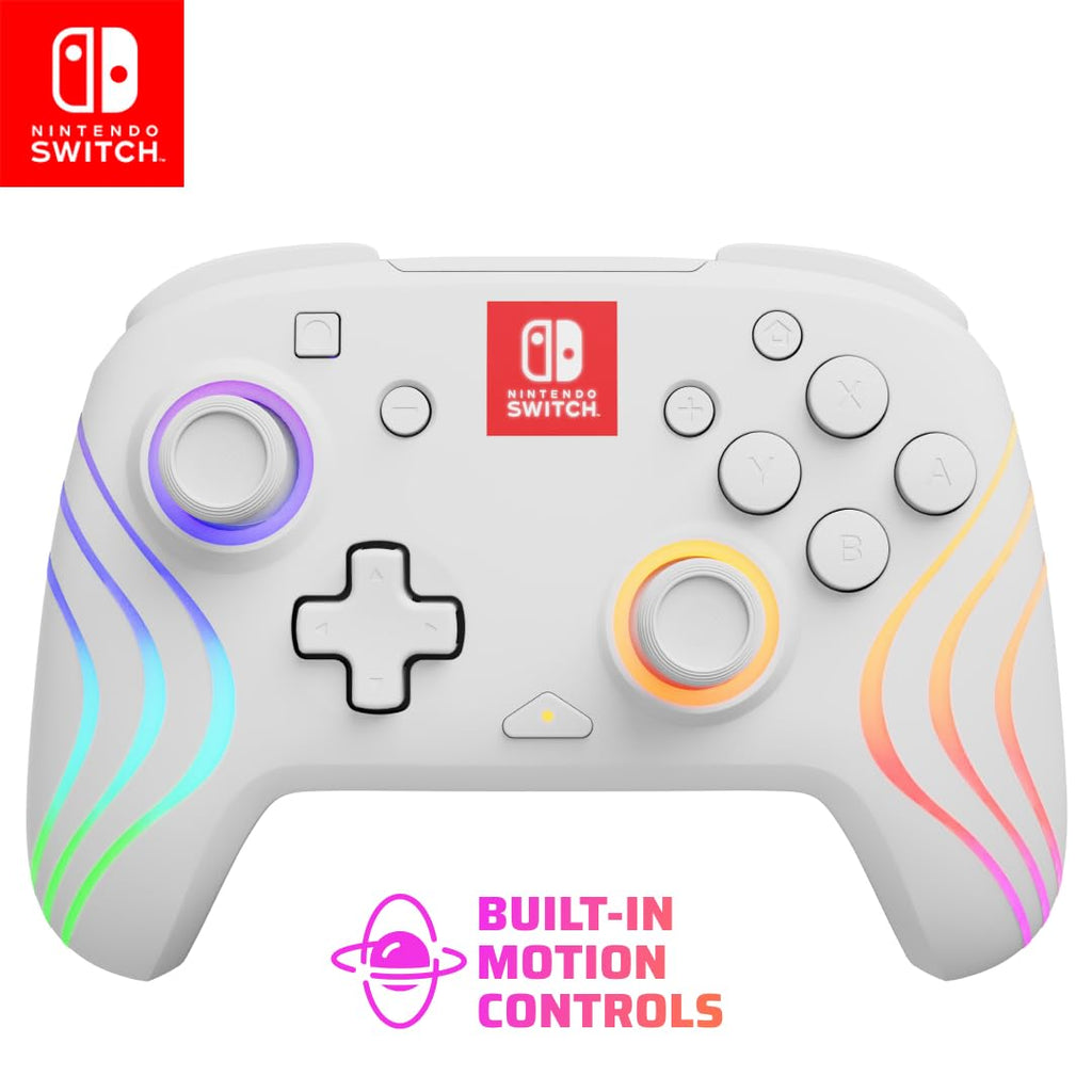 PDP Afterglow Wave Wireless RGB Gaming Controller for Nintendo Switch 2 | Nintendo Switch Lite. OLED. RGB LED Lighting. App Customization. Rechargeable 20-Hr Battery. 2 Mappable Back Buttons. White