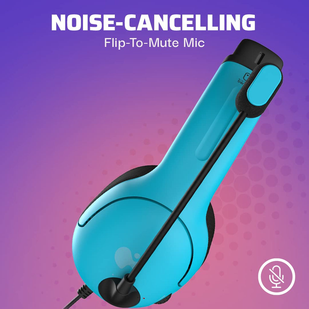 PDP Gaming LVL40 Airlite Stereo Headset for Nintendo Switch/Lite/OLED - Wired Power Noise Cancelling Microphone. Lightweight Soft Comfort On Ear Headphones (Mario Neon - Red & Blue)
