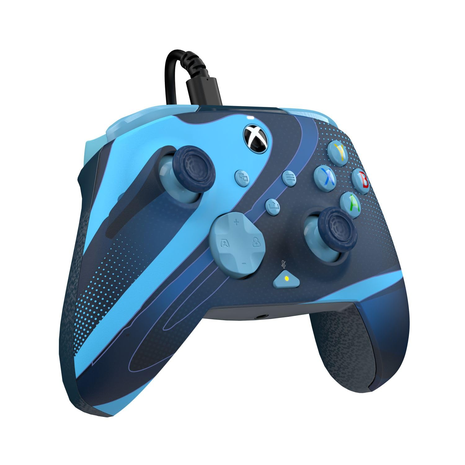 PDP Gaming REMATCH GLOW Enhanced Wired ControllerLicensed Xbox Series X|S Gamepad, Xbox One, Windows PC, Mappable Back Buttons, Audio Controls, Customizable Companion App: Blue Tide Glow in the Dark