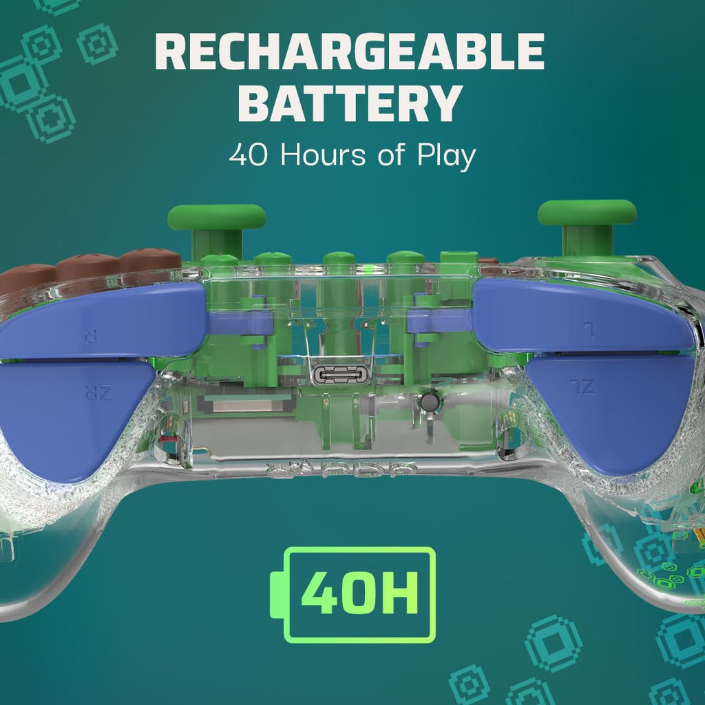 PDP REALMz Wireless Controller: Minecraft Steve for Nintendo Switch 2 | Licensed for Nintendo & SEGA, Customizable LED Lighting, 40-Hr Battery, Motion Controls, Forest Biome Theme