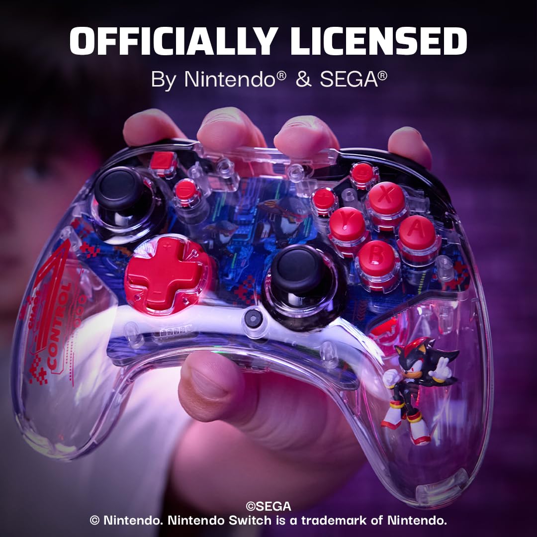 PDP REALMz Wireless Controller: Sonic Shadow Space Colony Nintendo Switch 2 | Licensed for Nintendo & SEGA, Customizable LED Lighting, 30-Hr Battery, Motion Controls, Sonic Space Shadow Colony Ark