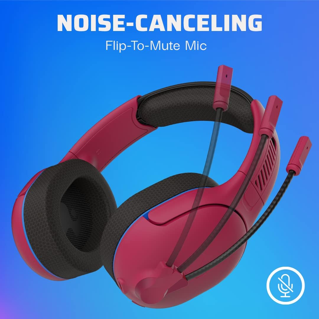 PDP AIRLITE Pro Wireless Stereo Gaming Headset. Officially Licensed by Sony PlayStation 5. PS5/PS4/PS3/PC. Lightweight Durable 40 Foot Connection. Noise-canceling Flip-to-Mute Mic. Cosmic Red
