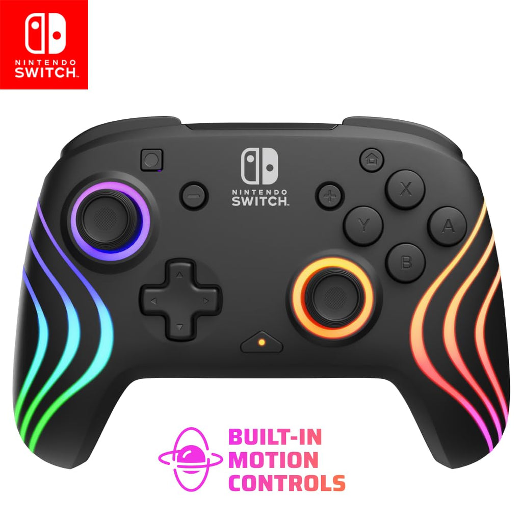 PDP Afterglow Wave Wireless RGB Gaming Controller for Nintendo Switch 2 | Nintendo Switch Lite. OLED. RGB LED Lighting. App Customization. Rechargeable 20-Hr Battery. 2 Mappable Back Buttons. Black