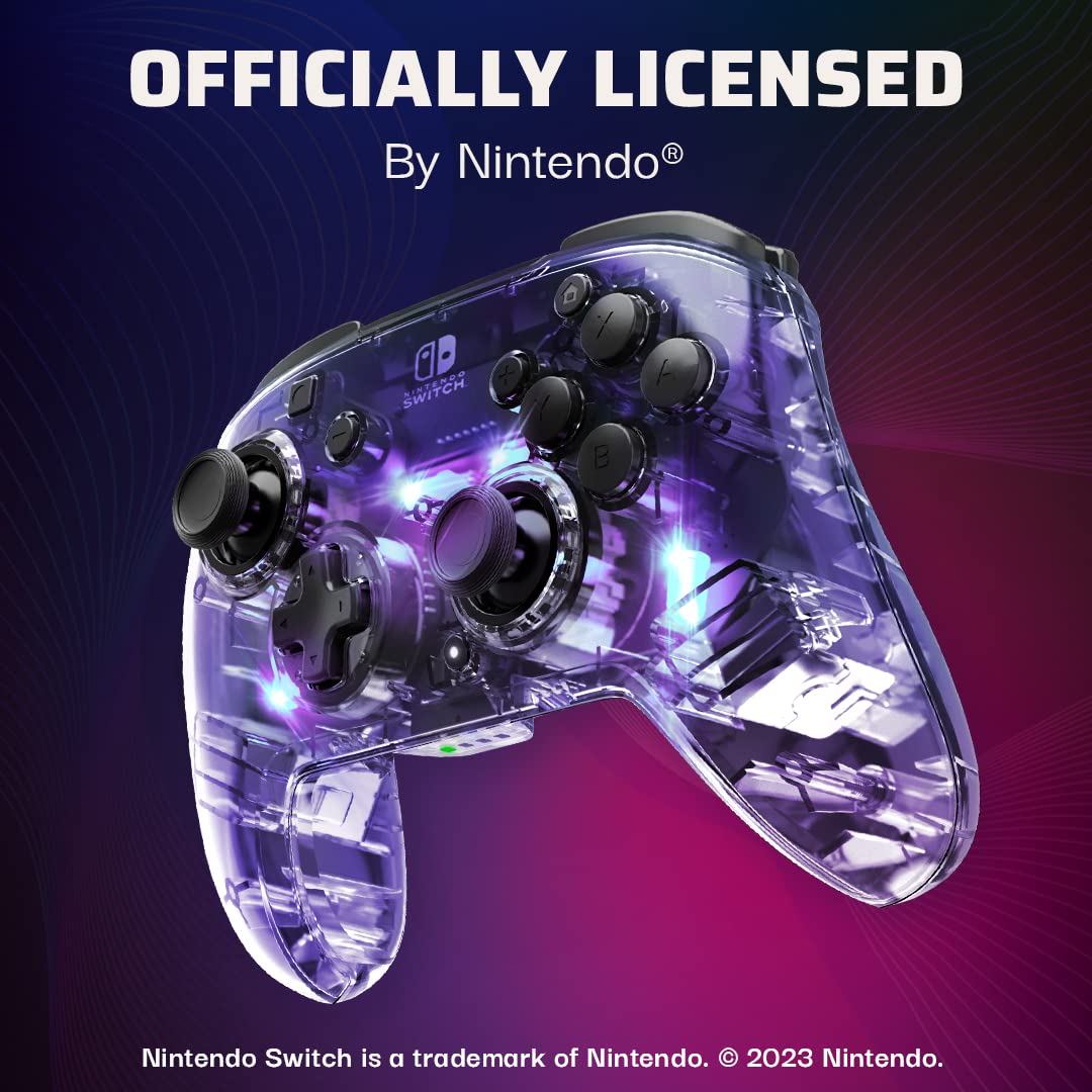 PDP Afterglow Wireless RGB Gaming Controller for Nintendo Switch 2. Lite | Nintendo Switch OLED. 2 Mappable Back Buttons. Rechargeable 40-Hr Battery. LED Lights. Motion Controls. Gamepad. Translucent
