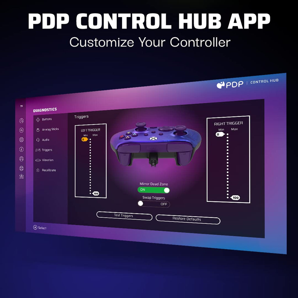 PDP Rematch Enhanced Wired Gaming Controller for Xbox Series X|S & Xbox One | Licensed for Xbox & PC. 2 Mappable Back Buttons. Adjustable Triggers. Audio Controls. Companion App. Gamepad. Purple Fade