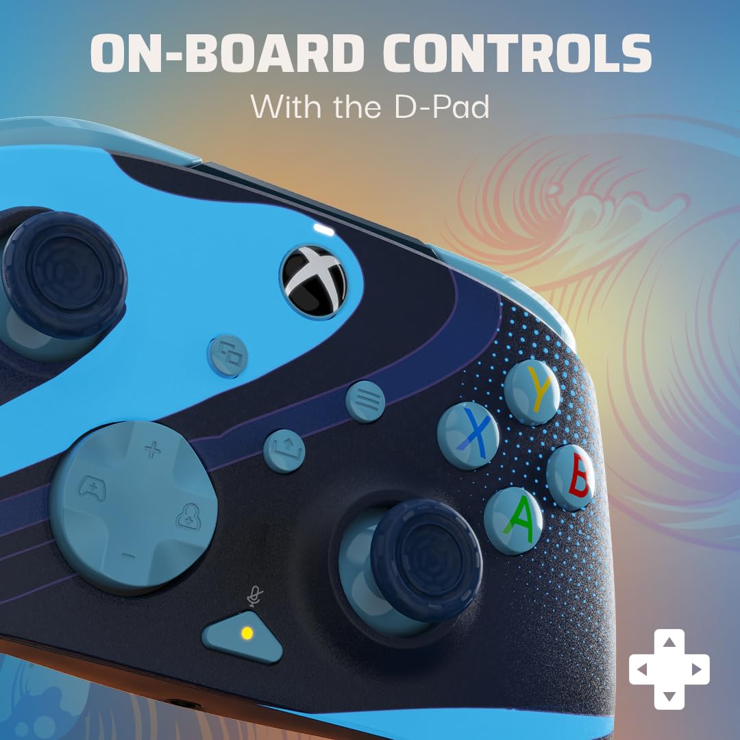 PDP Gaming REMATCH GLOW Enhanced Wired ControllerLicensed Xbox Series X|S Gamepad, Xbox One, Windows PC, Mappable Back Buttons, Audio Controls, Customizable Companion App: Blue Tide Glow in the Dark