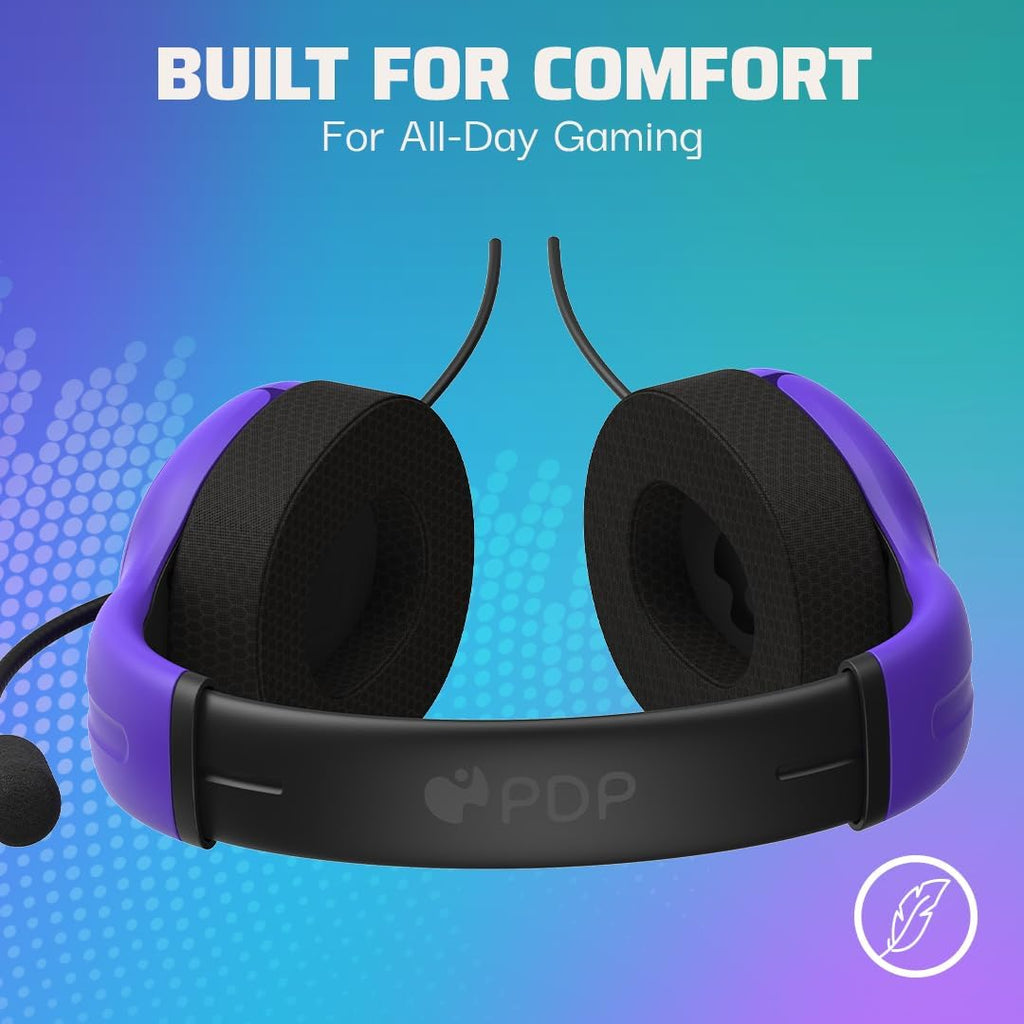 PDP Airlite Wired Gaming Headset for PS5. PS5. PlayStation & PC | Licensed for PlayStation. Noise-Cancelling Flip-to-Mute Mic. Lightweight yet Durable Design. 3.5mm Jack. Ultraviolet Purple