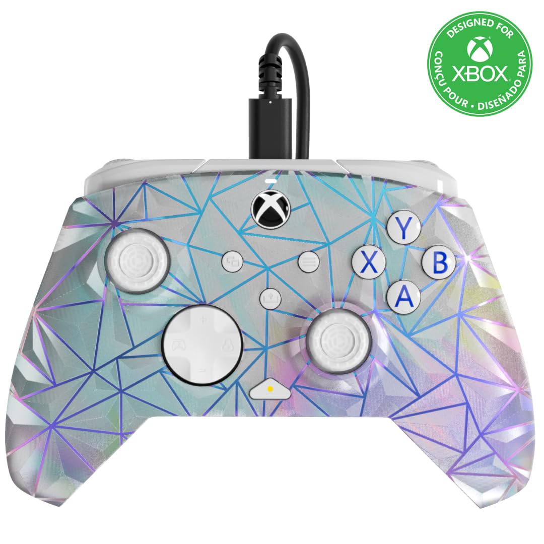 PDP Gaming REMATCH Enhanced Wired Gaming ControllerLicensed Xbox Series X|S Gamepad, Xbox One, Windows PC, Mappable Back Buttons, Customizable, Audio Control, Companion App: Frost Diamond (Metallic)