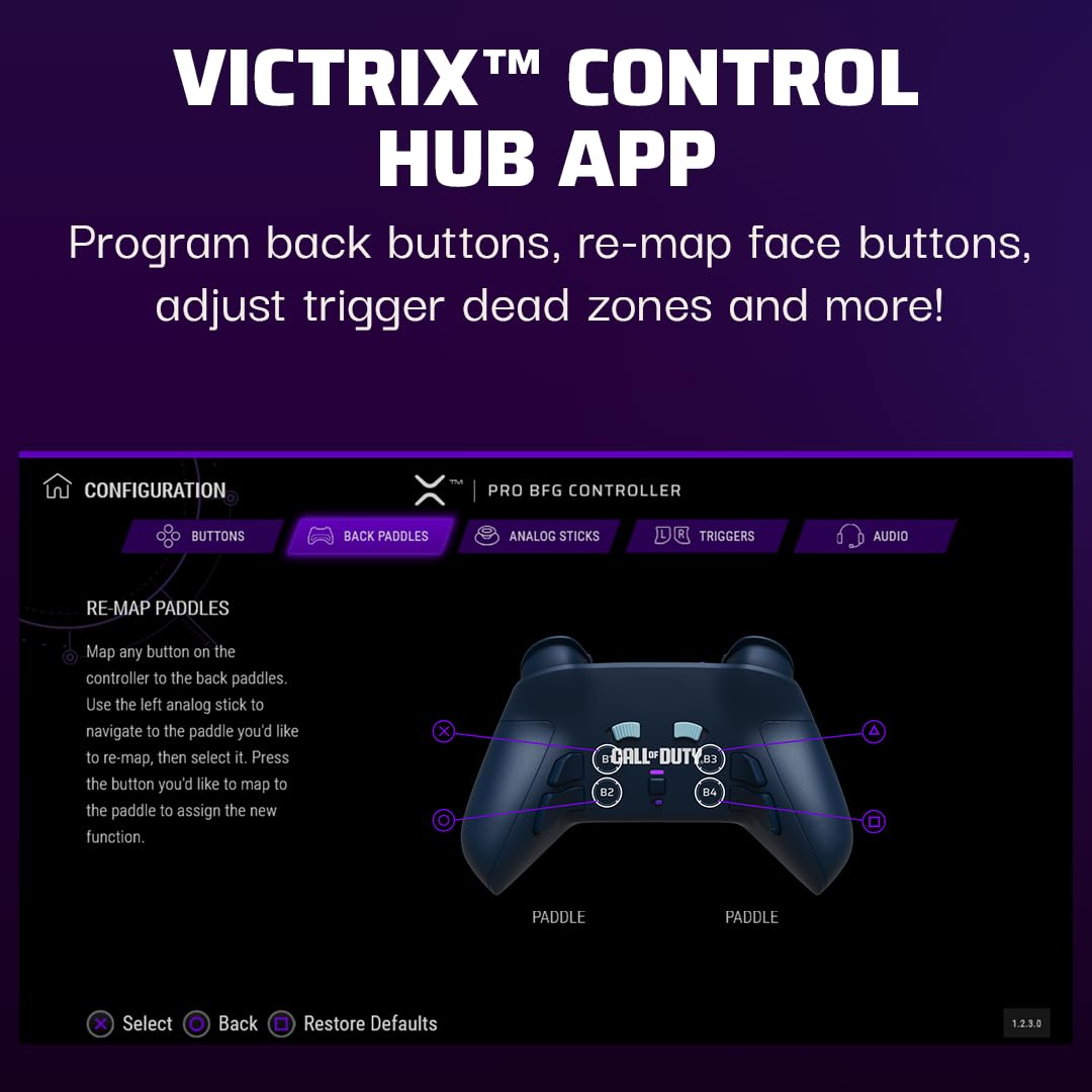 PDP Victrix Pro BFG Wireless Controller for PS4/PS5/PC. Sony 3D Audio. Modular Back Buttons/Clutch Triggers/Joystick. Call of Duty Midnight Mask