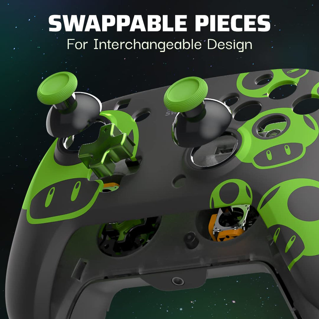 PDP Rematch Wired Gaming Controller: 1-Up Mushroom, Nintendo Switch 2, Lite | Switch Licensed, OLED, Glow-in-the-Dark Design, Audio Controls, 2 Mappable Back Buttons, Gamepad, Super Mario 1-Up Mushroom