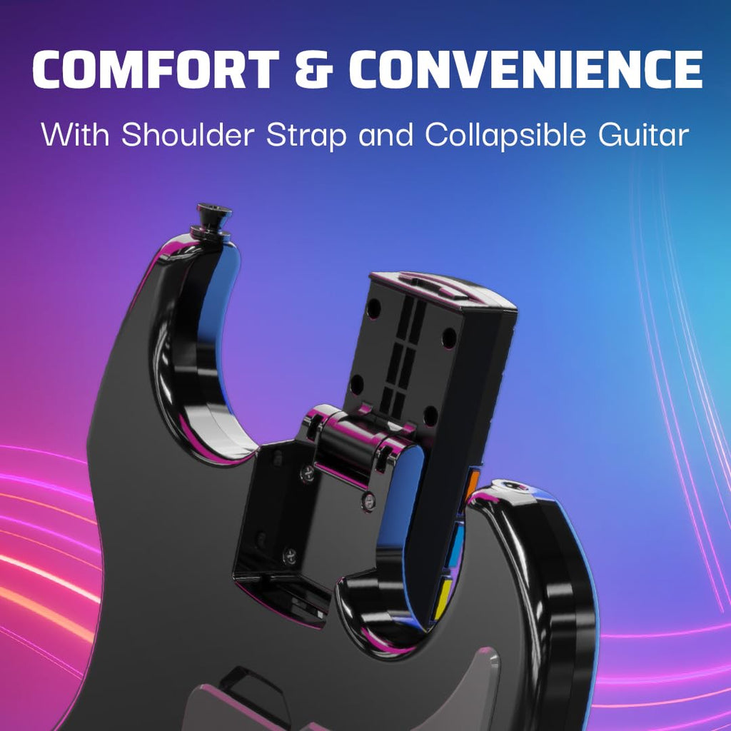 PDP Riffmaster Wireless Guitar Controller for Nintendo Switch 2. Lite. OLED | Licensed for Switch. Fortnite Festival. Rechargeable 40-Hr Battery. Collapsible Design. 2 Mappable Buttons. Audio Jack. Black