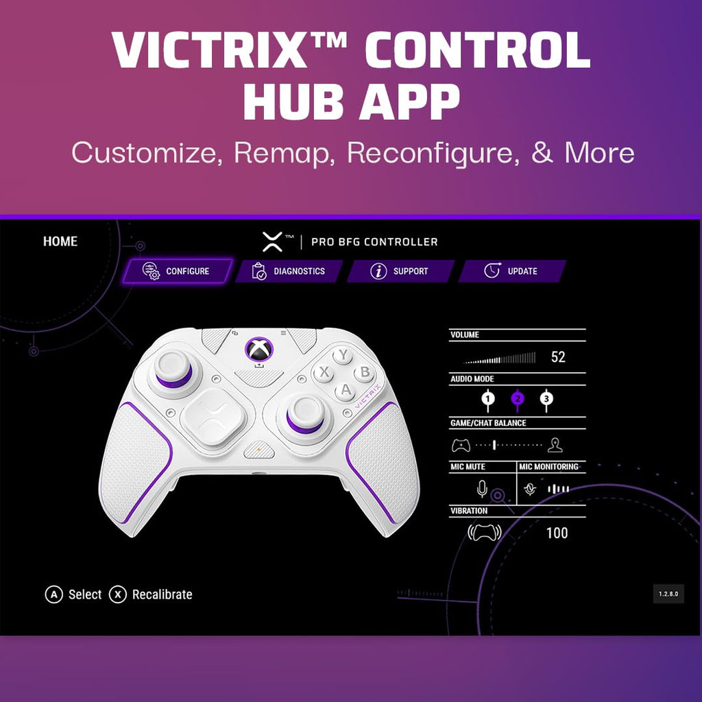 Victrix Pro BFG Wireless Gaming Controller - Xbox Series X|S. Xbox One & PC | Dolby Atmos. 4 Mappable Back Buttons. Interchangeable Thumbsticks & D-Pads. Customizable Hair Triggers & Paddles. White
