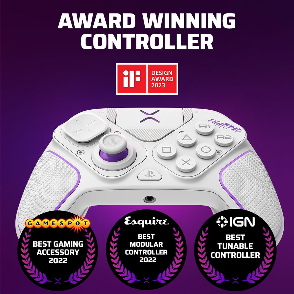 PDP Victrix Pro BFG Wireless Gaming Controller for Playstation 5 / PS5. PS4. PC. Modular Esports Gamepad. Remappable Buttons. Customizable Triggers/Paddles/D-Pad/Fightpad. PC App. White