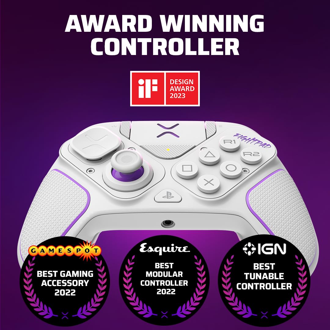 PDP Victrix Pro BFG Wireless Gaming Controller for Playstation 5 / PS5. PS4. PC. Modular Esports Gamepad. Remappable Buttons. Customizable Triggers/Paddles/D-Pad/Fightpad. PC App. White