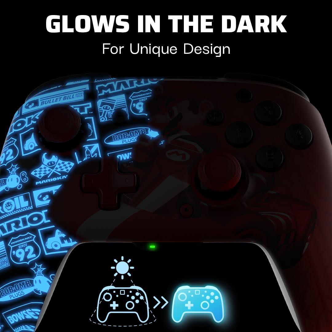 PDP Rematch Glow Wireless Gaming Controller Grand Prix Mario Switch 2. Lite | Works with Nintendo Switch OLED. Motion Controls. Rechargeable 40-Hr Battery. 2 Mappable Back Buttons. Grand Prix Mario Glow