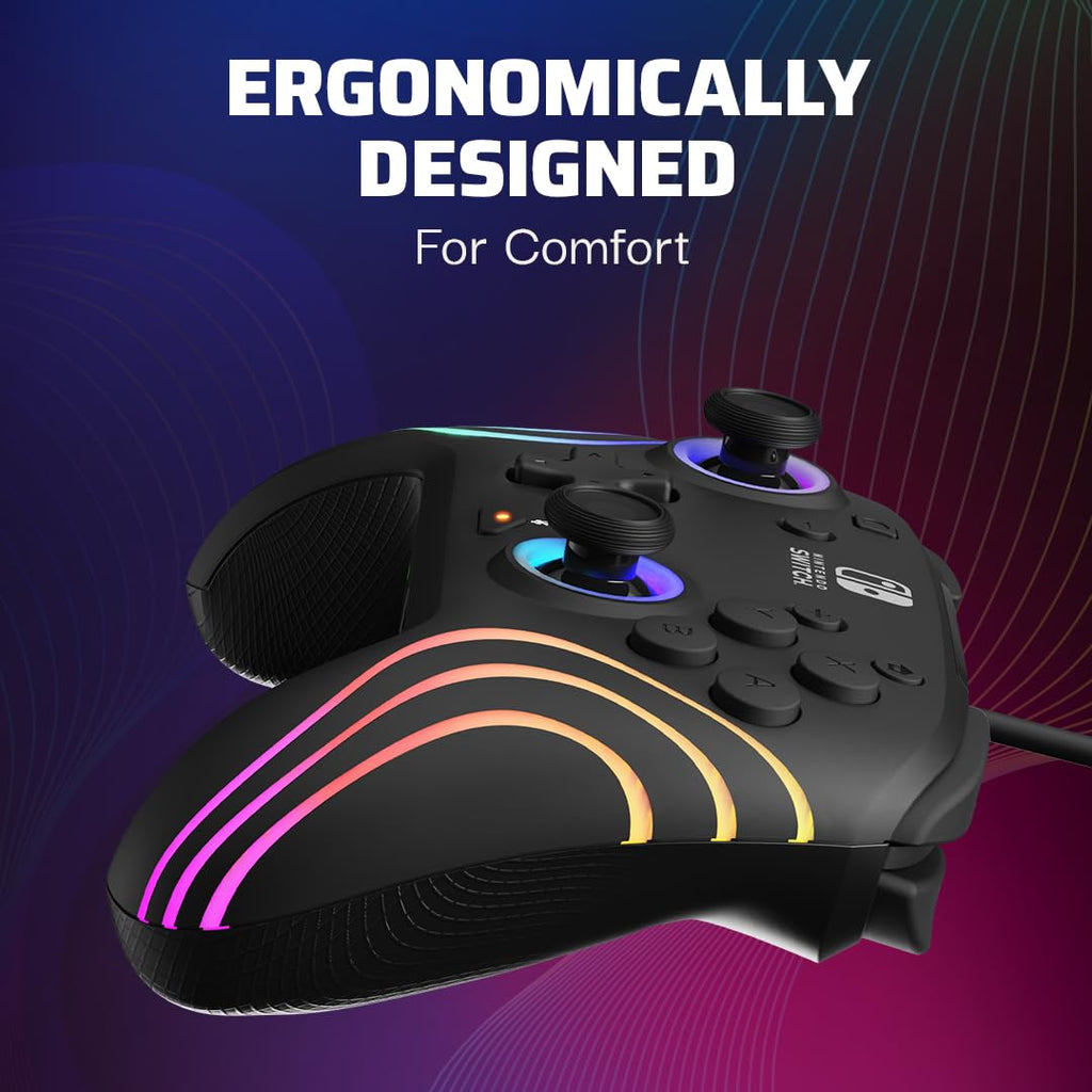 PDP Afterglow Wave Wired RGB Gaming Controller - Officially Licensed for Nintendo Switch. Switch Lite & Switch - OLED Model. Nintendo Switch 2. Customizable Lighting. RGB - Black