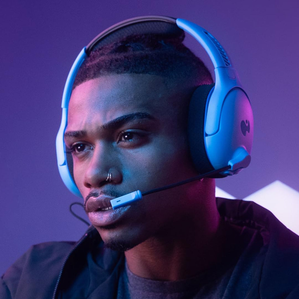 PDP AIRLITE Pro Wireless Stereo Gaming Headset. Officially Licensed by Sony PlayStation 5. PS5/PS4/PS3/PC. Lightweight Durable 40 Foot Connection. Noise-canceling Flip-to-Mute Mic. Neptune Blue