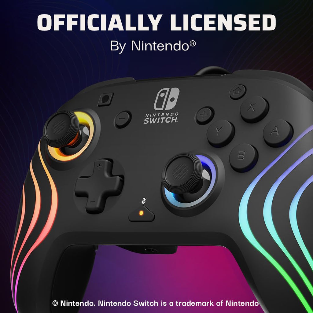 PDP Afterglow Wave Wired RGB Gaming Controller - Officially Licensed for Nintendo Switch. Switch Lite & Switch - OLED Model. Nintendo Switch 2. Customizable Lighting. RGB - Black