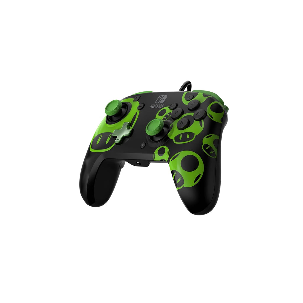 PDP Rematch Wired Gaming Controller: 1-Up Mushroom, Nintendo Switch 2, Lite | Switch Licensed, OLED, Glow-in-the-Dark Design, Audio Controls, 2 Mappable Back Buttons, Gamepad, Super Mario 1-Up Mushroom