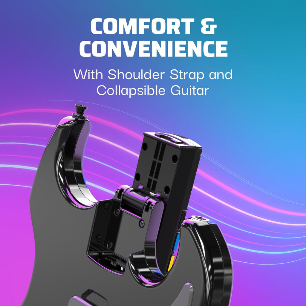 PDP Riffmaster Wireless Guitar Controller for PS5. PS4. PlayStation. PC | Licensed by Sony. Rock Band 4 & Fortnite Festival. 3.5mm audio jack. Rechargeable 36-Hr Battery. Collapsible Design - Black