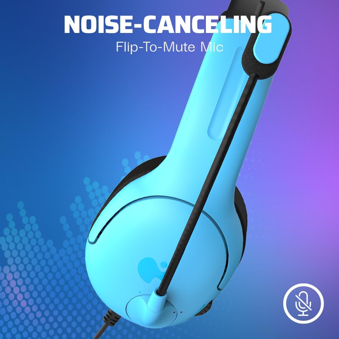 PDP AIRLITE Wired Stereo Gaming Headset. Officially Licensed by Sony PlayStation 5. PS5/PS4/PS3/PC. Lightweight Durable Headphones. 3.5mm Audio Jack. Noise-canceling Flip-to-Mute Mic. Neptune Blue