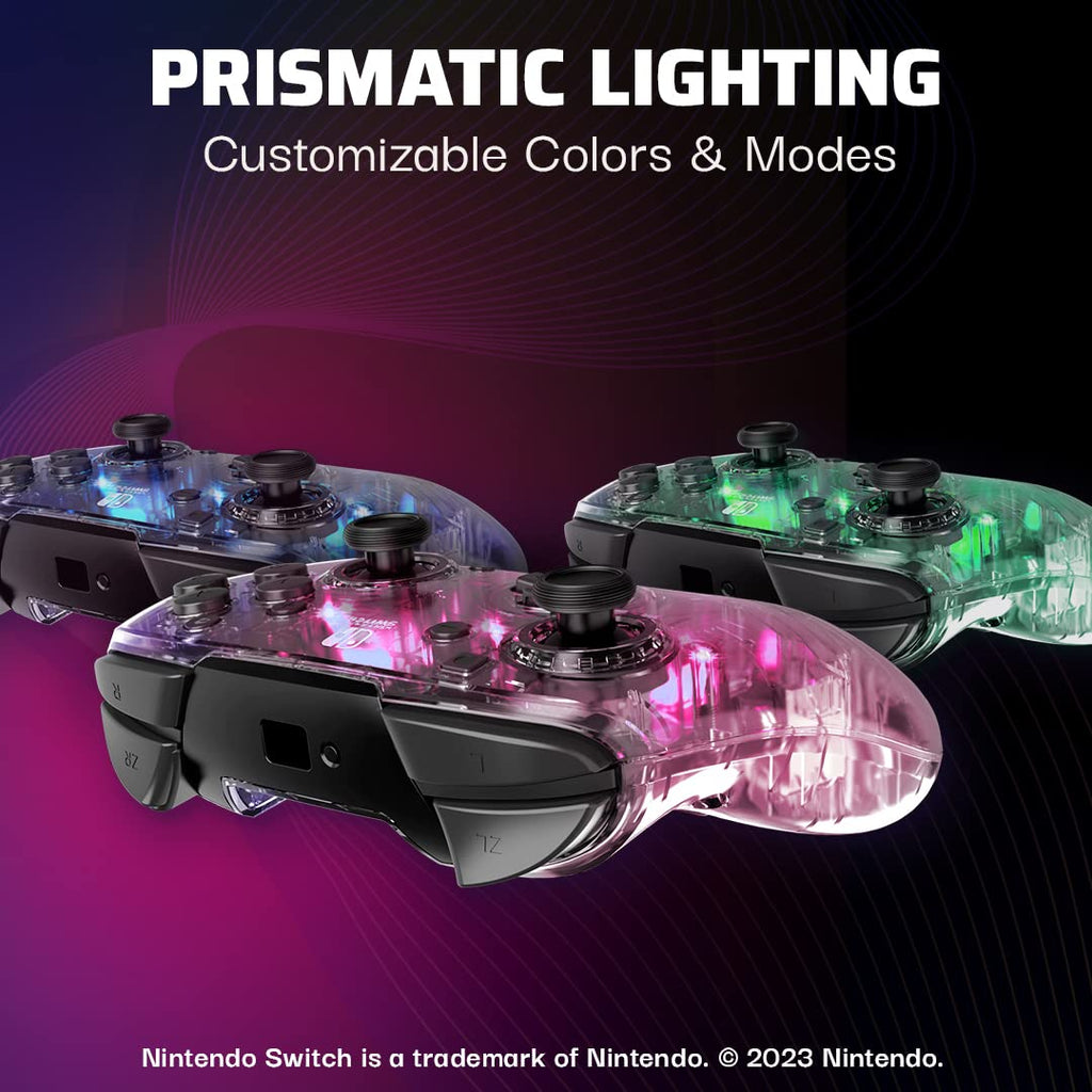 PDP Afterglow Wireless RGB Gaming Controller for Nintendo Switch 2. Lite | Nintendo Switch OLED. 2 Mappable Back Buttons. Rechargeable 40-Hr Battery. LED Lights. Motion Controls. Gamepad. Translucent