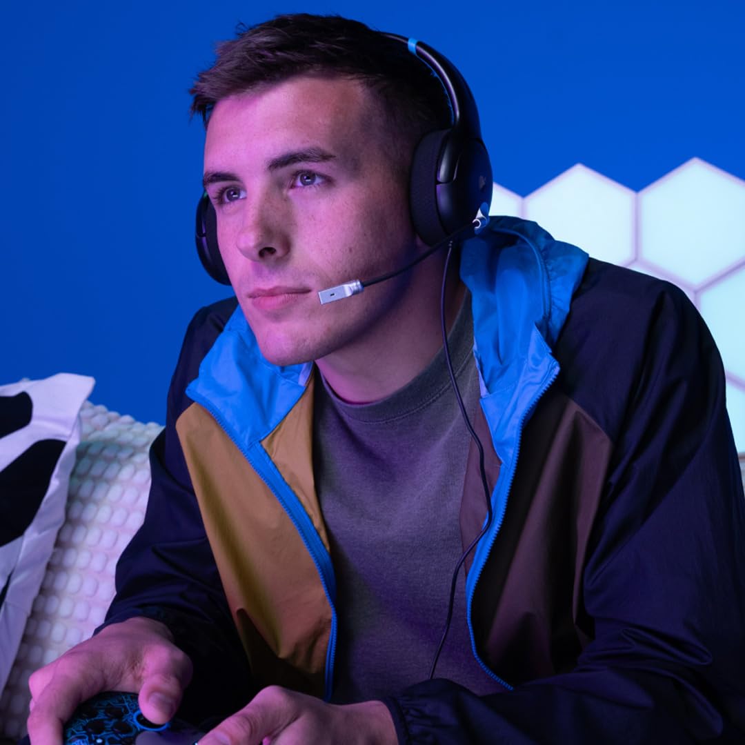 PDP Gaming AIRLITE Stereo Headset with Mic for Nintendo Switch/Lite/OLED - Wired Power Noise Cancelling Microphone. Lightweight. Soft Comfort On Ear Headphones (Moonlight Black/Blue)