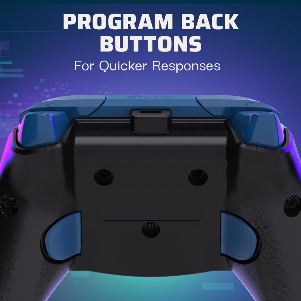PDP Gaming REMATCH Enhanced Wired Gaming ControllerLicensed Xbox Series X|S Gamepad, Xbox One, PC, Mappable Back Buttons, Customizable Triggers, Audio Control, Companion App: Glitch Green/Blue