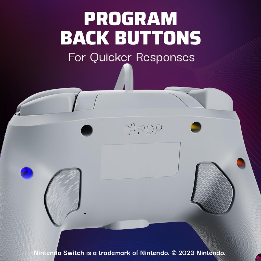 PDP Afterglow Wave Wired RGB Gaming Controller for Nintendo Switch 2. Lite | Also works with Switch OLED. RGB LED Lighting. 2 Mappable Back Buttons. Audio Controls. Headset Jack. Motion Controls. Gray
