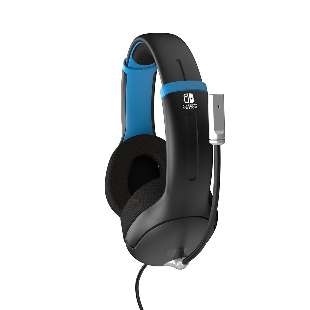 PDP Gaming AIRLITE Stereo Headset with Mic for Nintendo Switch/Lite/OLED - Wired Power Noise Cancelling Microphone. Lightweight. Soft Comfort On Ear Headphones (Moonlight Black/Blue)