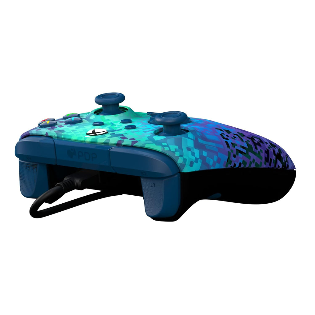 PDP Gaming REMATCH Enhanced Wired Gaming ControllerLicensed Xbox Series X|S Gamepad, Xbox One, PC, Mappable Back Buttons, Customizable Triggers, Audio Control, Companion App: Glitch Green/Blue