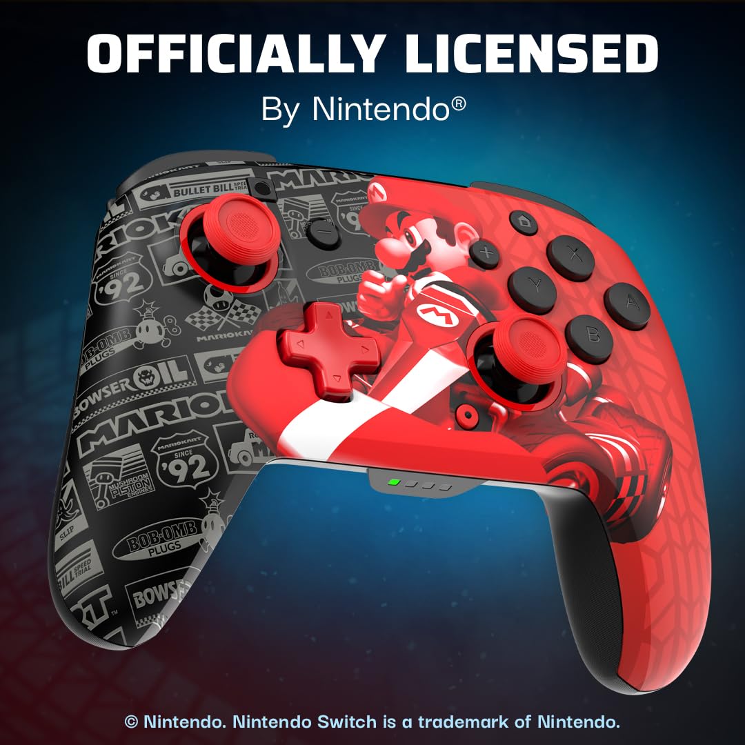 PDP Rematch Glow Wireless Gaming Controller Grand Prix Mario Switch 2. Lite | Works with Nintendo Switch OLED. Motion Controls. Rechargeable 40-Hr Battery. 2 Mappable Back Buttons. Grand Prix Mario Glow