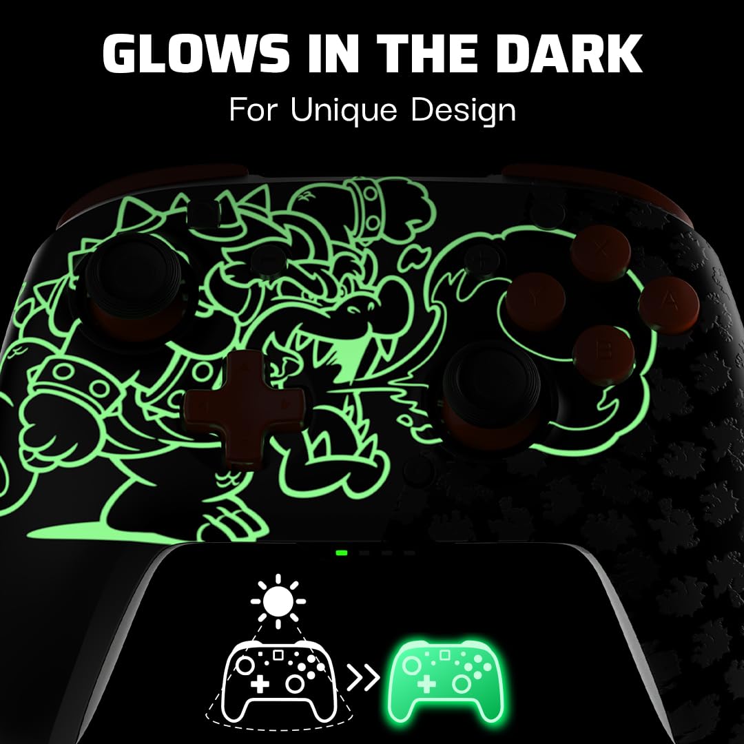 PDP REMATCH GLOW Wireless Nintendo Switch Pro Controller. Full Motion Controls – Licensed for Nintendo Switch. & Lite & OLED Model. Rechargeable Battery Power. Glow in the Dark
