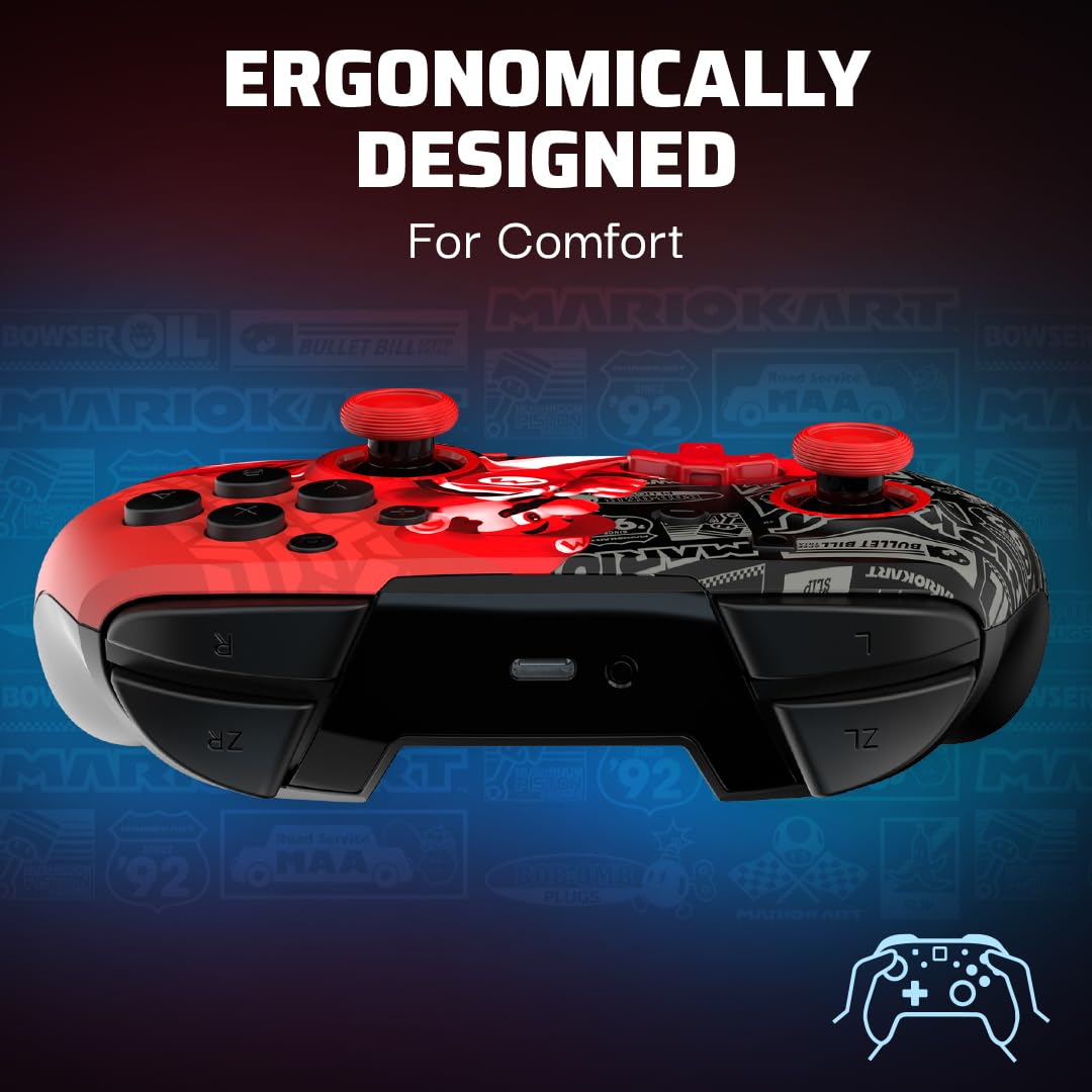 PDP Rematch Glow Wireless Gaming Controller Grand Prix Mario Switch 2. Lite | Works with Nintendo Switch OLED. Motion Controls. Rechargeable 40-Hr Battery. 2 Mappable Back Buttons. Grand Prix Mario Glow