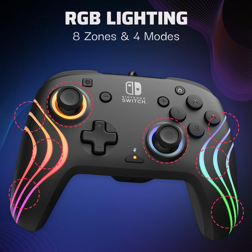 PDP Afterglow Wave Wired RGB Gaming Controller - Officially Licensed for Nintendo Switch. Switch Lite & Switch - OLED Model. Nintendo Switch 2. Customizable Lighting. RGB - Black