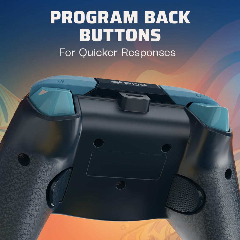 PDP Gaming REMATCH GLOW Enhanced Wired ControllerLicensed Xbox Series X|S Gamepad, Xbox One, Windows PC, Mappable Back Buttons, Audio Controls, Customizable Companion App: Blue Tide Glow in the Dark