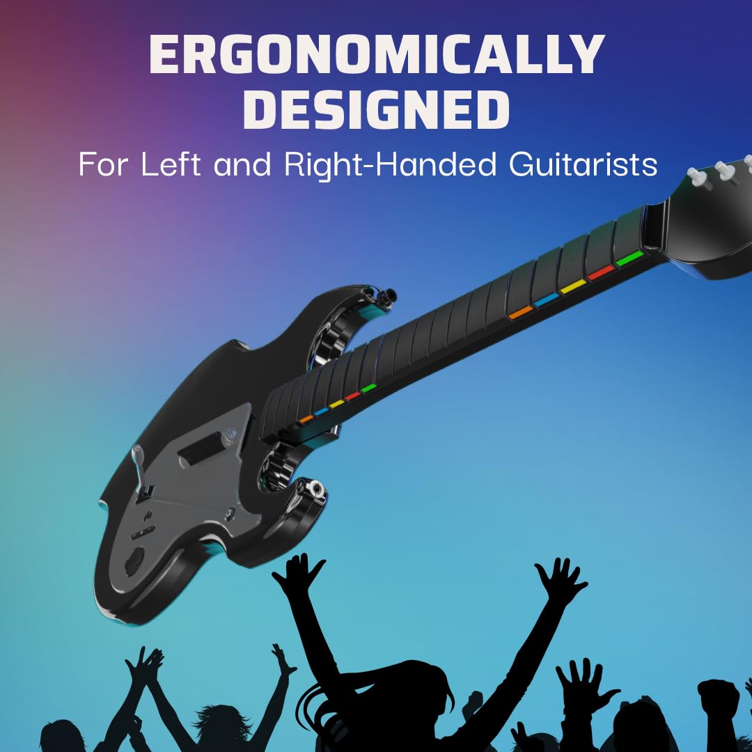 PDP Riffmaster Wireless Guitar Controller for Nintendo Switch 2. Lite. OLED | Licensed for Switch. Fortnite Festival. Rechargeable 40-Hr Battery. Collapsible Design. 2 Mappable Buttons. Audio Jack. Black