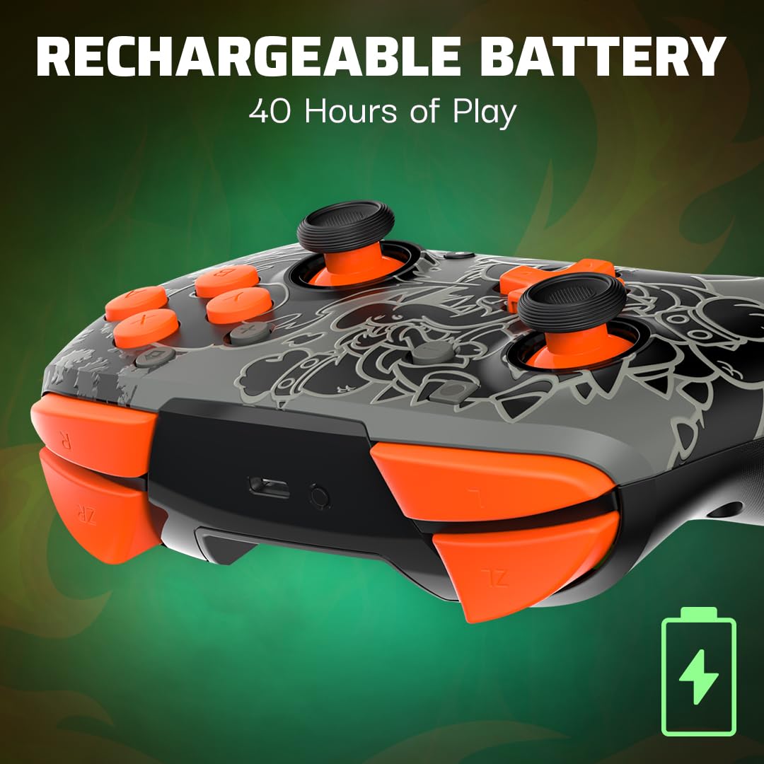 PDP REMATCH GLOW Wireless Nintendo Switch Pro Controller. Full Motion Controls – Licensed for Nintendo Switch. & Lite & OLED Model. Rechargeable Battery Power. Glow in the Dark