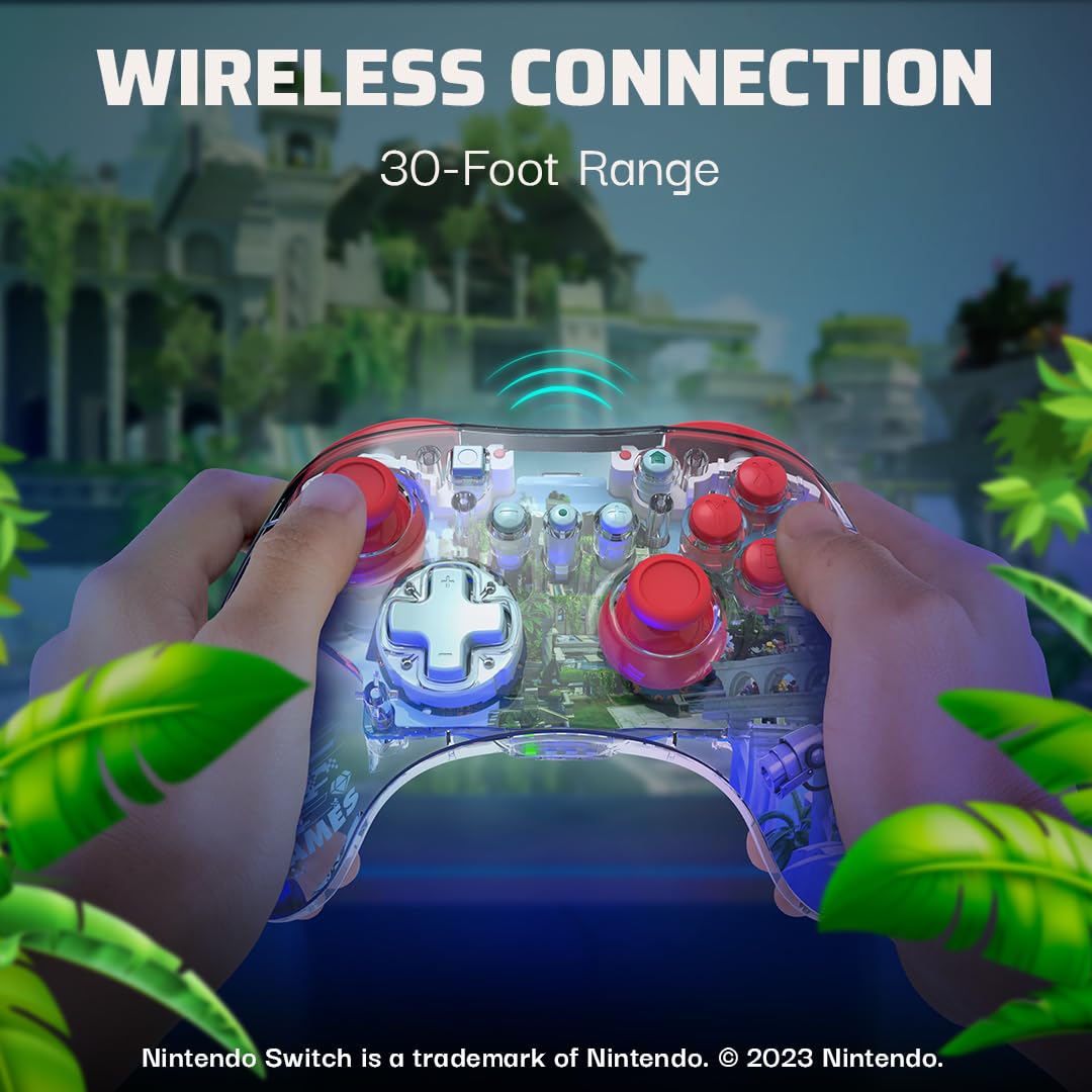 PDP REALMz Wireless Nintendo Switch Pro Controller. Customizable LED. Rechargeable Battery Power. 30 Foot Range. Licensed by Nintendo and SEGA