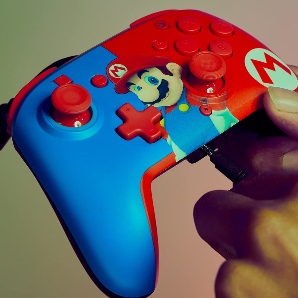 PDP REMATCH Enhanced Wired Power Nintendo Switch Pro Controller. Officially Licensed Switch Lite/OLED Compatible Gamepad. Customizable Programmable Buttons. Super Mario Power Pose (Red & Blue)