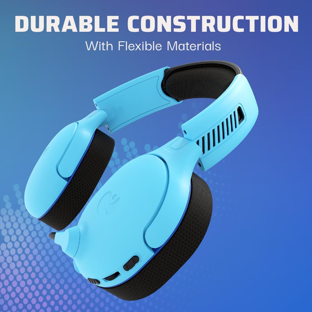 PDP AIRLITE Pro Wireless Stereo Gaming Headset. Officially Licensed by Sony PlayStation 5. PS5/PS4/PS3/PC. Lightweight Durable 40 Foot Connection. Noise-canceling Flip-to-Mute Mic. Neptune Blue