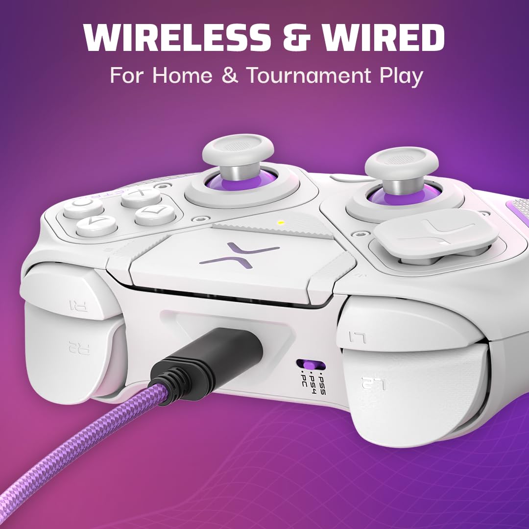 PDP Victrix Pro BFG Wireless Gaming Controller for Playstation 5 / PS5. PS4. PC. Modular Esports Gamepad. Remappable Buttons. Customizable Triggers/Paddles/D-Pad/Fightpad. PC App. White