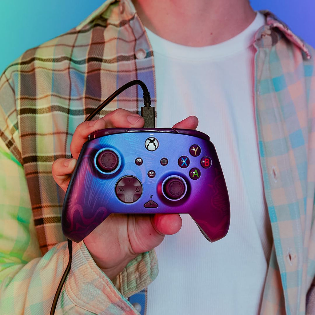 PDP Rematch Enhanced Wired Gaming Controller for Xbox Series X|S & Xbox One | Licensed for Xbox & PC. 2 Mappable Back Buttons. Adjustable Triggers. Audio Controls. Companion App. Gamepad. Purple Fade