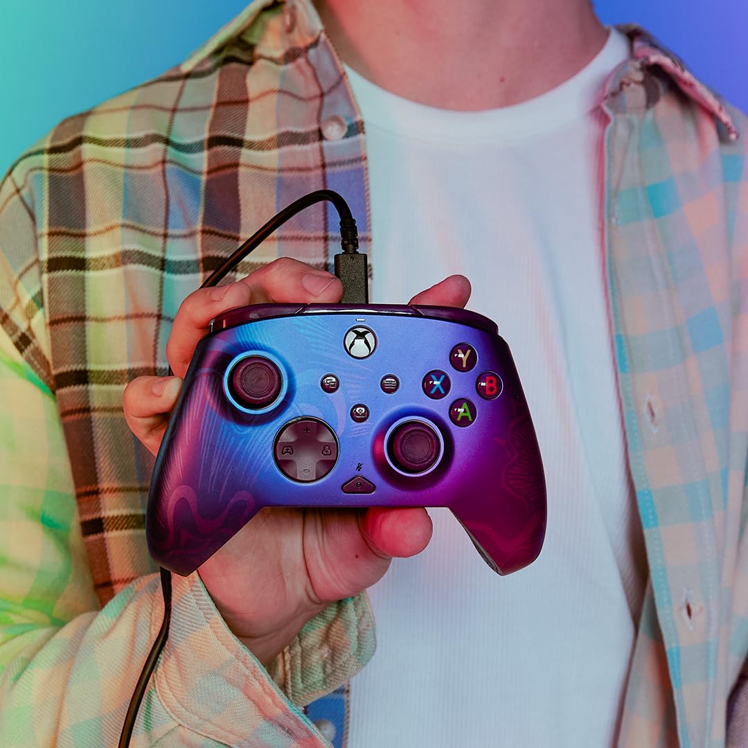 PDP Rematch Enhanced Wired Gaming Controller for Xbox Series X|S & Xbox One | Licensed for Xbox & PC. 2 Mappable Back Buttons. Adjustable Triggers. Audio Controls. Companion App. Gamepad. Purple Fade