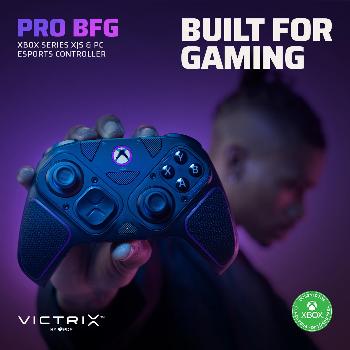 PDP Victrix Pro BFG Wireless Gaming Controller for Xbox Series X|S. Xbox One. Windows 10/11. Modular Gamepad. Dolby Atmos Audio. Remappable Buttons. Customizable Triggers/Paddles/D-Pad. PC App. Black